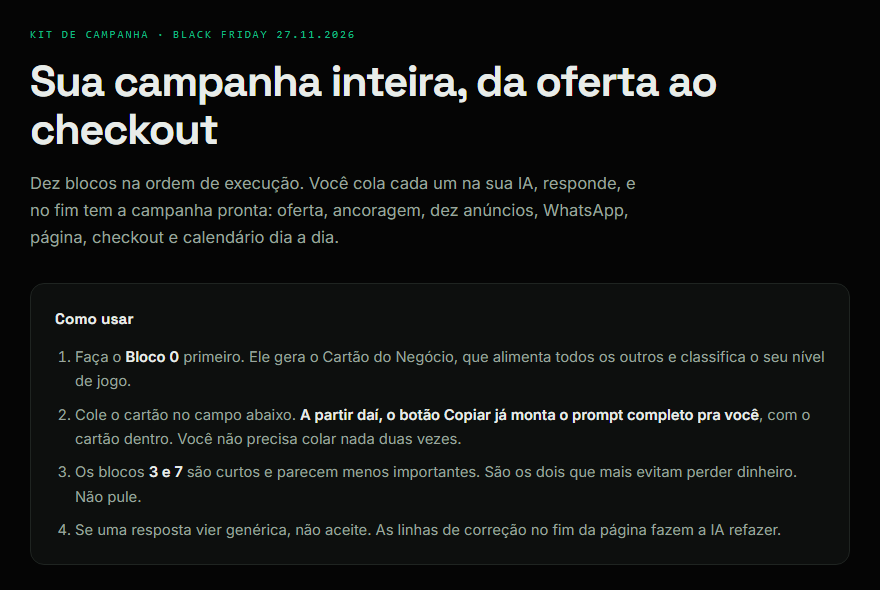 Topo do kit com as dez etapas listadas na ordem em que as decisões acontecem